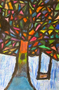 Abstract Oil Pastel Trees- 4th/5th grade
