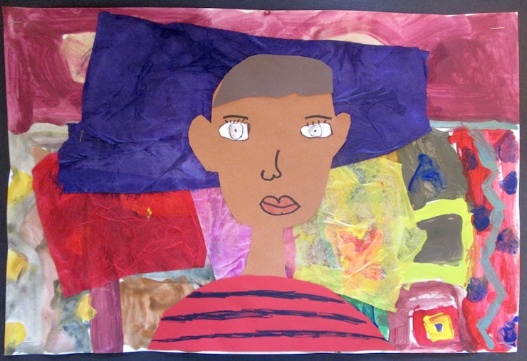 Mixed Media Self Portraits by 3rd Graders