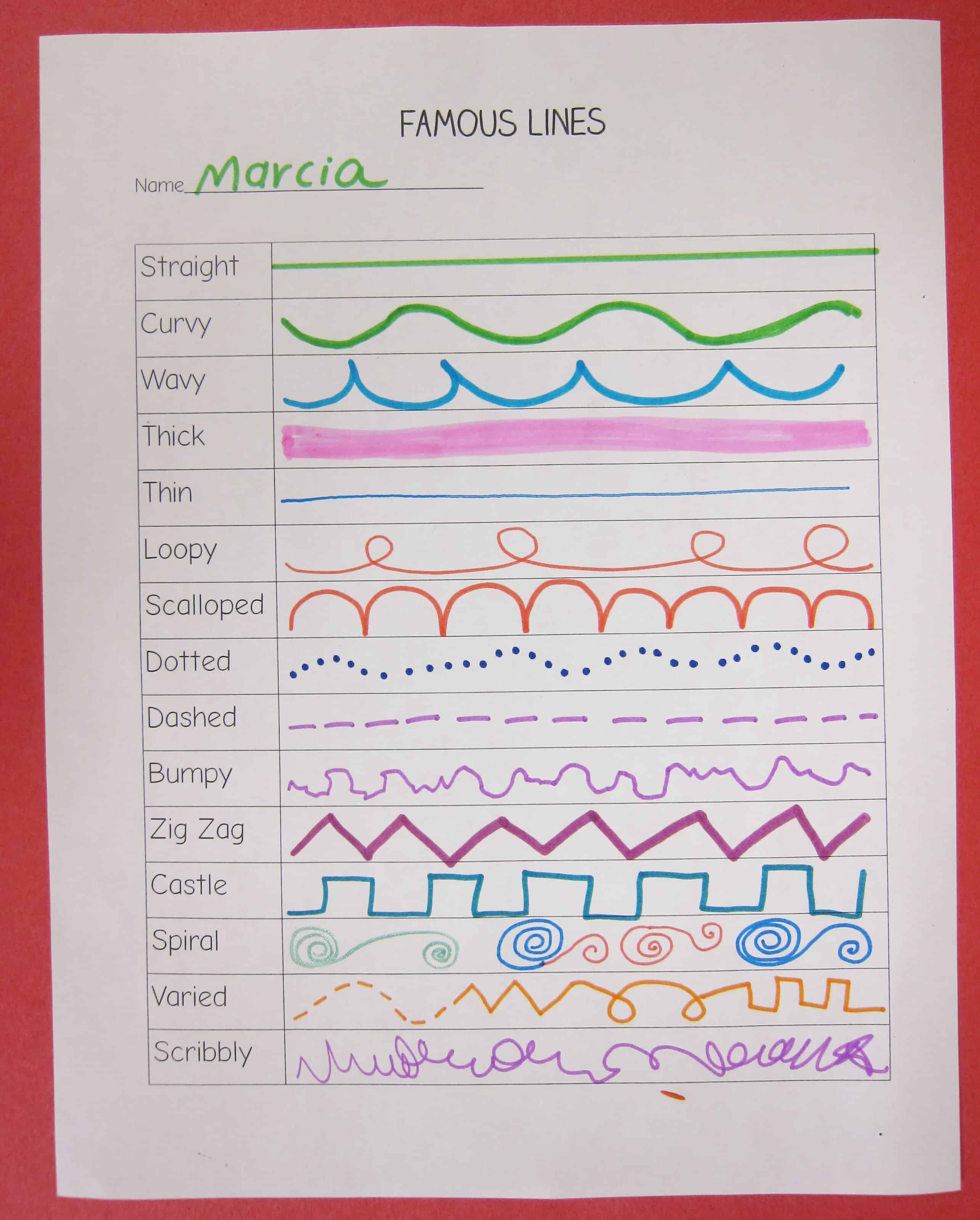 Types Of Lines In Art Handout Art Is Basic An Elementary Art Blog