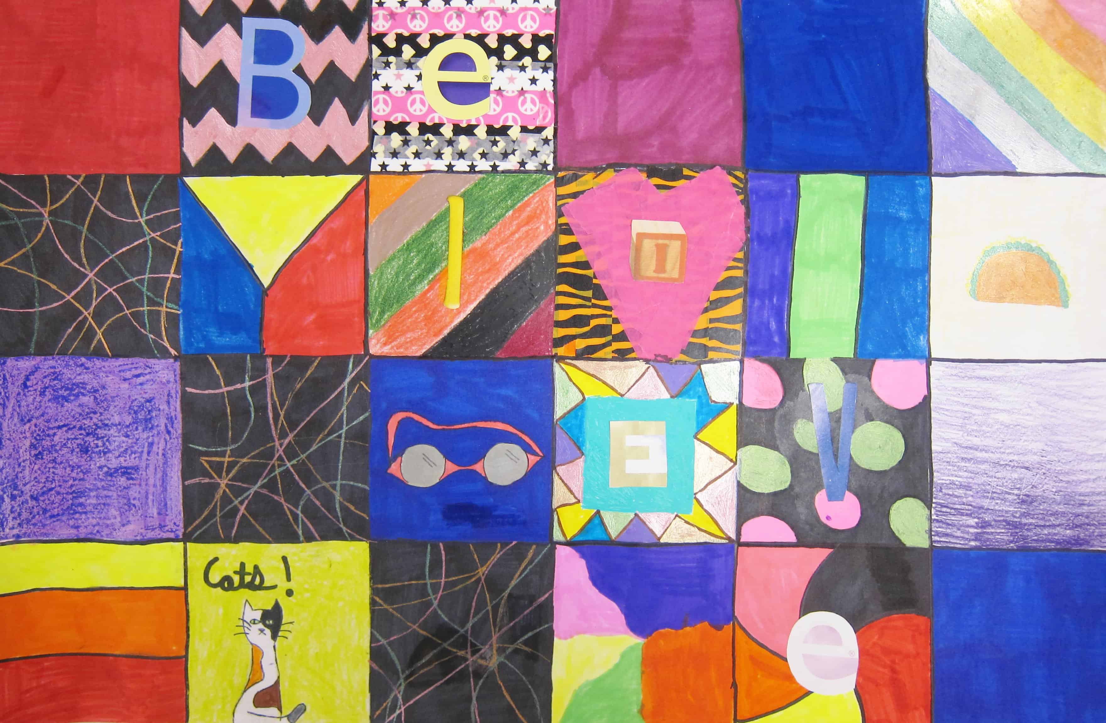 Personal Patchwork Drawings by 4th & 5th Graders